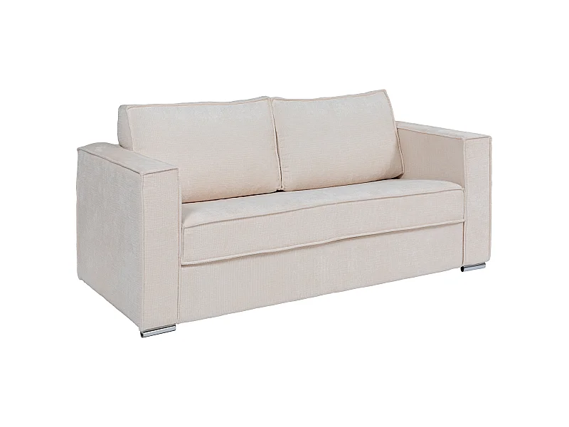 Schlafsofa mit Matratze 3-Sitzer - Chenille-Stoff - Beige - Liegefläche 140 cm - Matratze 14 cm - LORETO