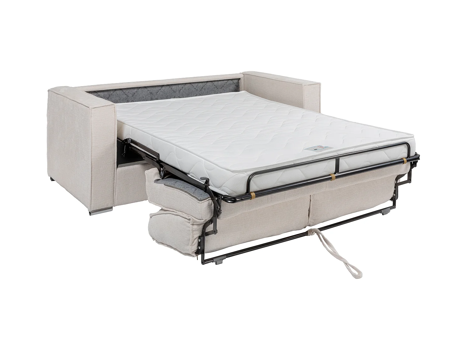 Canapé 3 places convertible express en tissu chenille beige - Couchage 140 cm -  Matelas 14 cm LORETO