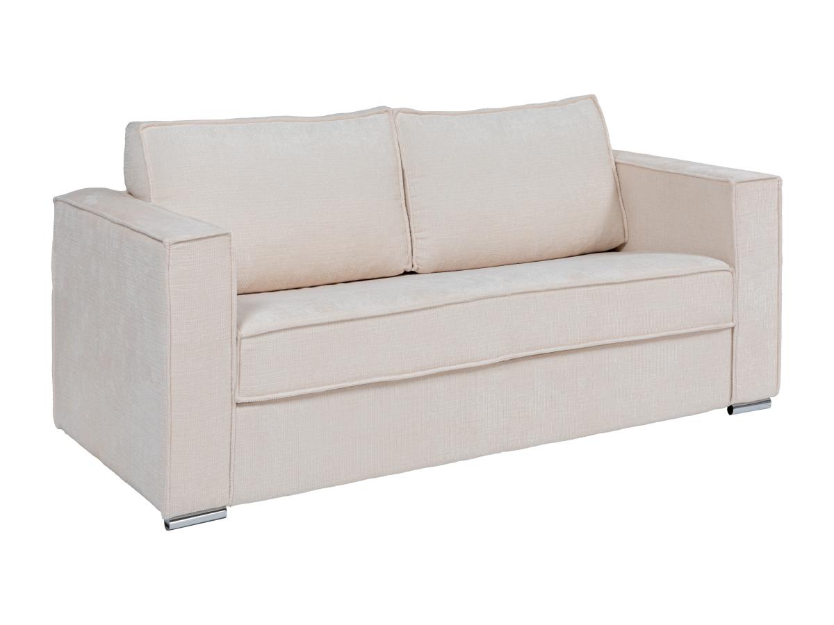 Schlafsofa mit Matratze 3-Sitzer - Strukturstoff - Beige - Liegefläche 140 günstig online kaufen