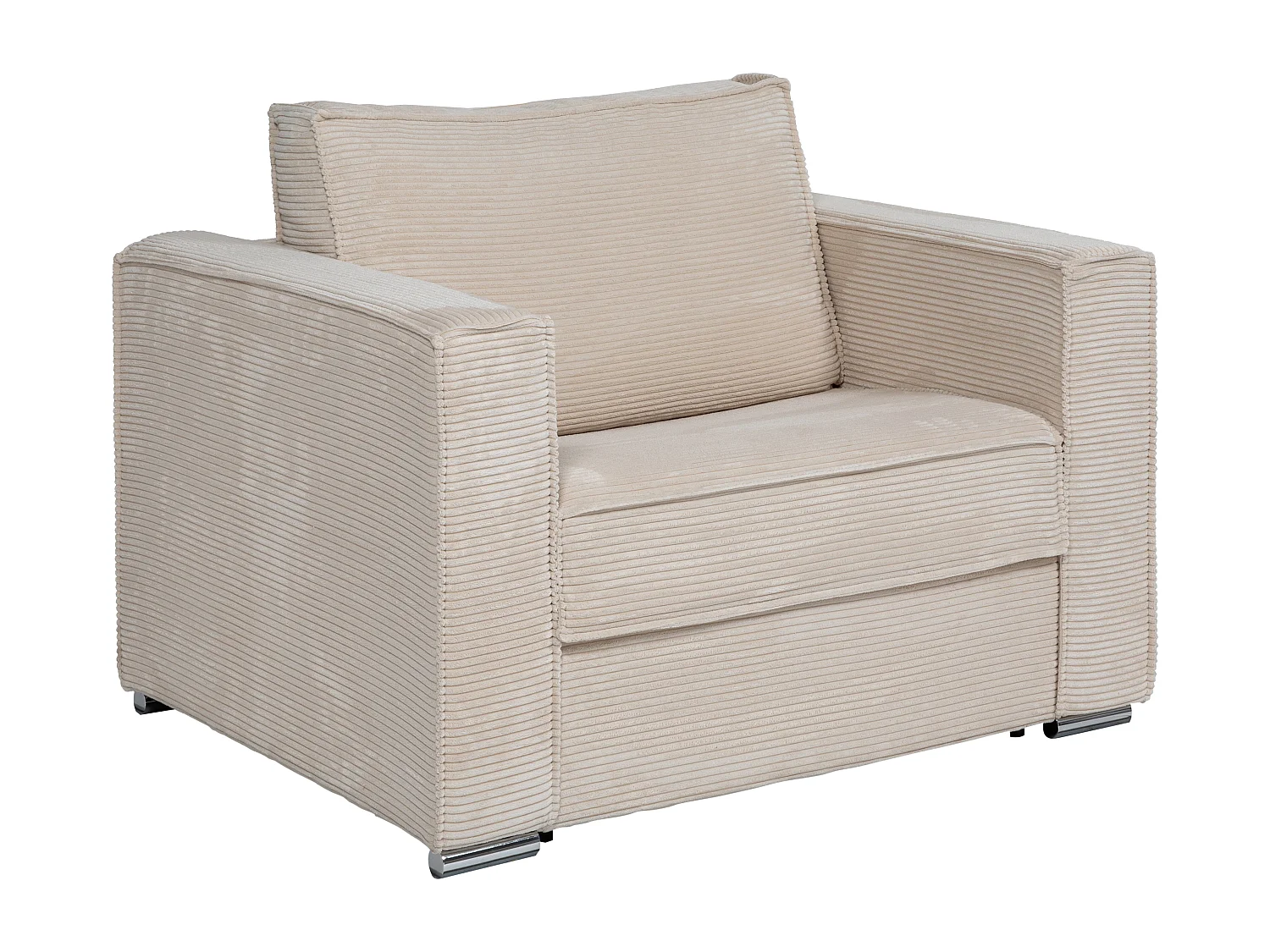 Fotel rozkładany typu express z beżowego sztruksu - Miejsce do spania 70 cm - Materac 14 cm - LORETO