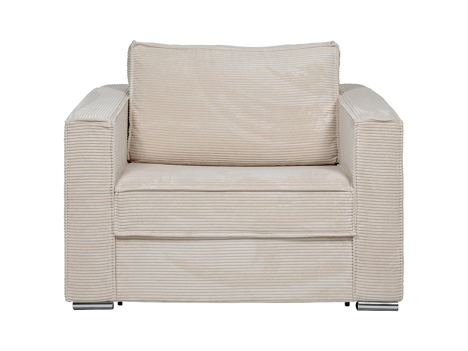 Fauteuil convertible express en velours côtelé beige - Couchage 70 cm -  Matelas 14 cm - LORETO
