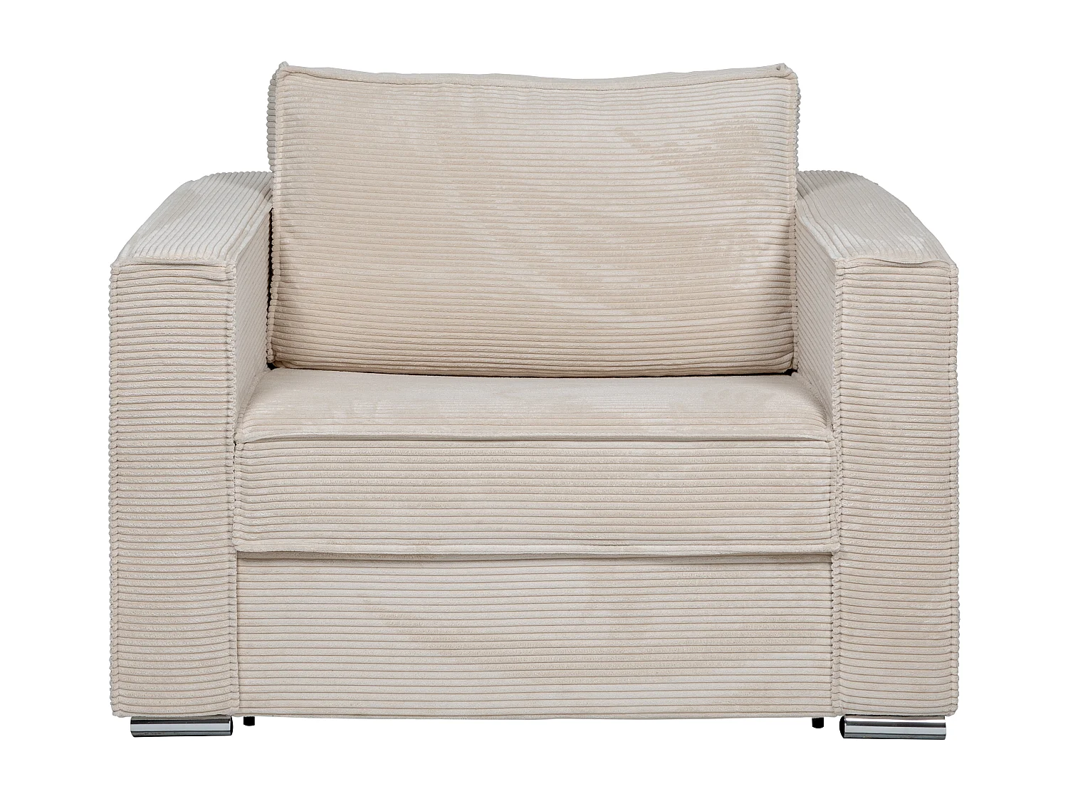 Fauteuil convertible express en velours côtelé beige - Couchage 70 cm -  Matelas 14 cm - LORETO