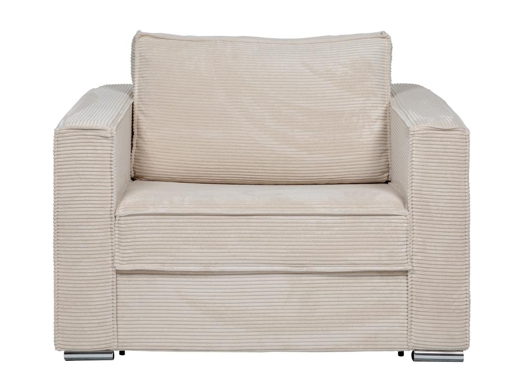 Sillón cama de pana beige - Cama de 70 cm - Colchón de 14 cm - LORETO