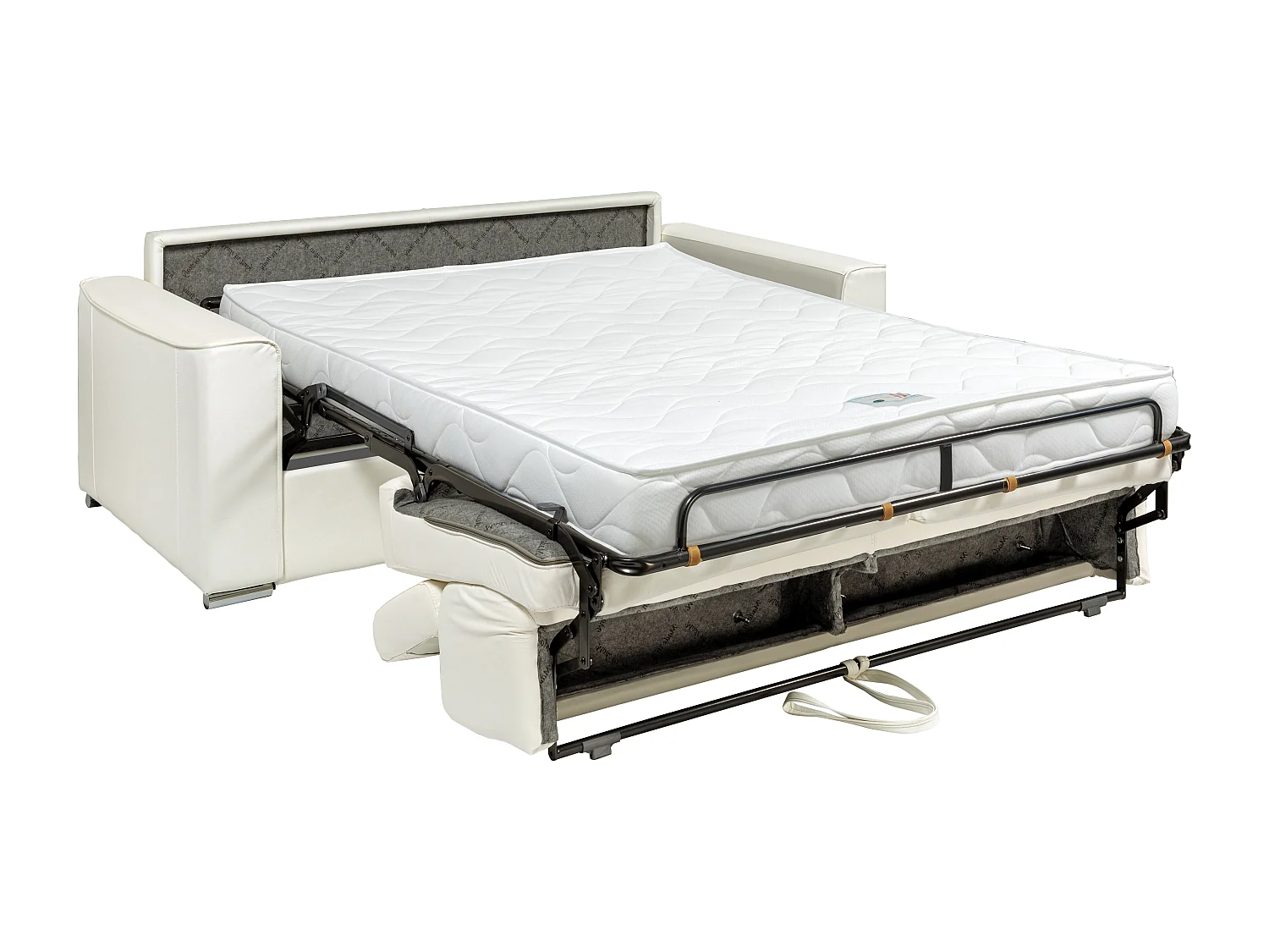 Divano letto 3 posti a ribalta Posto letto 140 cm Materasso 14 cm in Pelle di bufalo Nero - VIZIR