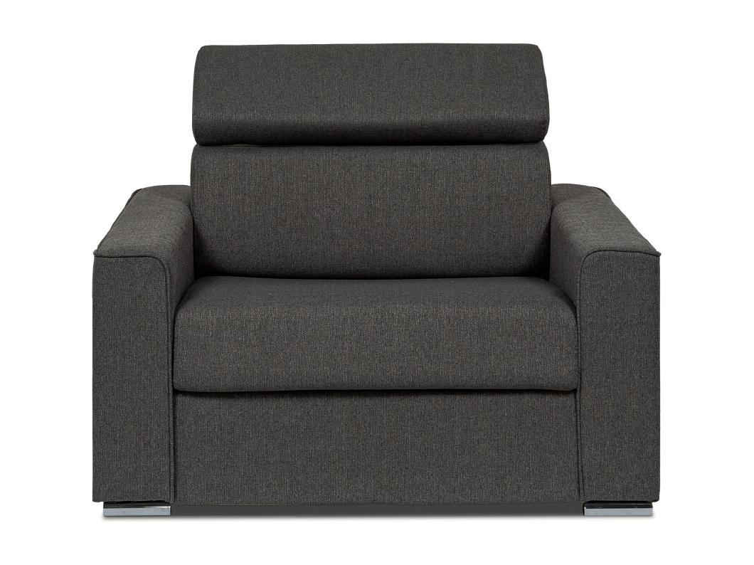 Fauteuil convertible express en tissu gris - Couchage 70 cm - Matelas 14 cm VIZIR