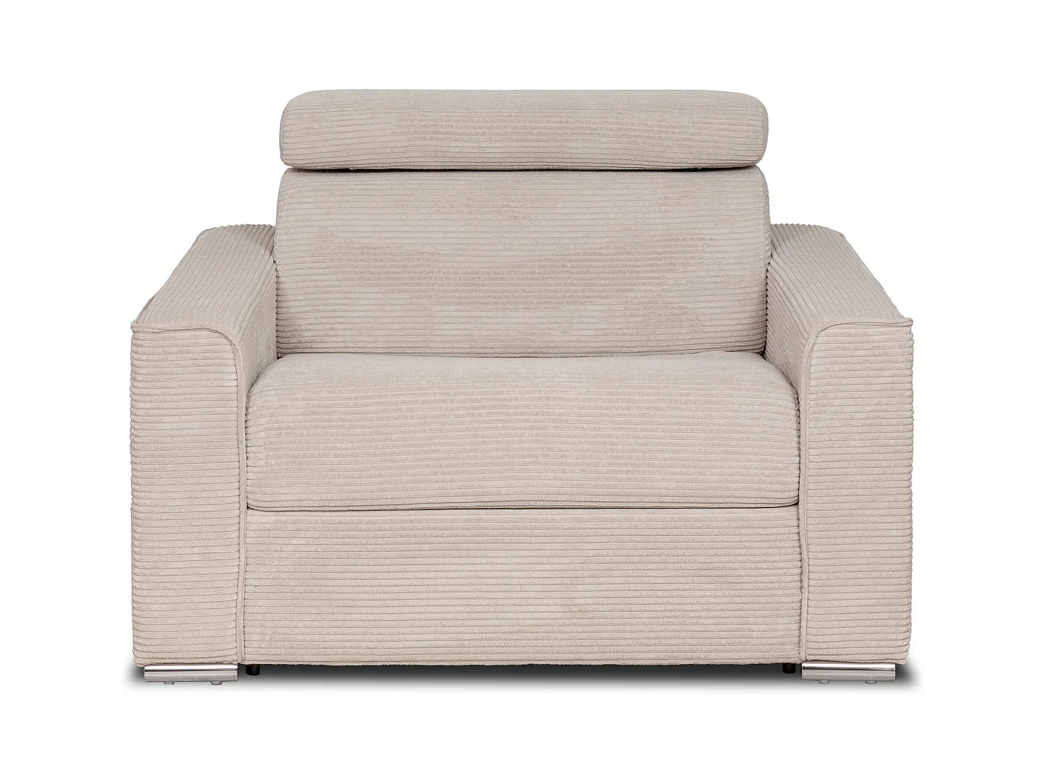Fauteuil convertible express en velours côtelé beige - Couchage 70 cm - Matelas 14 cm VIZIR