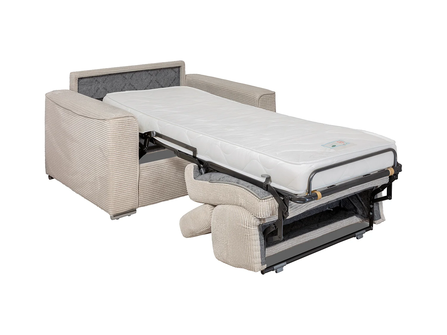 Fauteuil convertible express en velours côtelé beige - Couchage 70 cm - Matelas 14 cm VIZIR