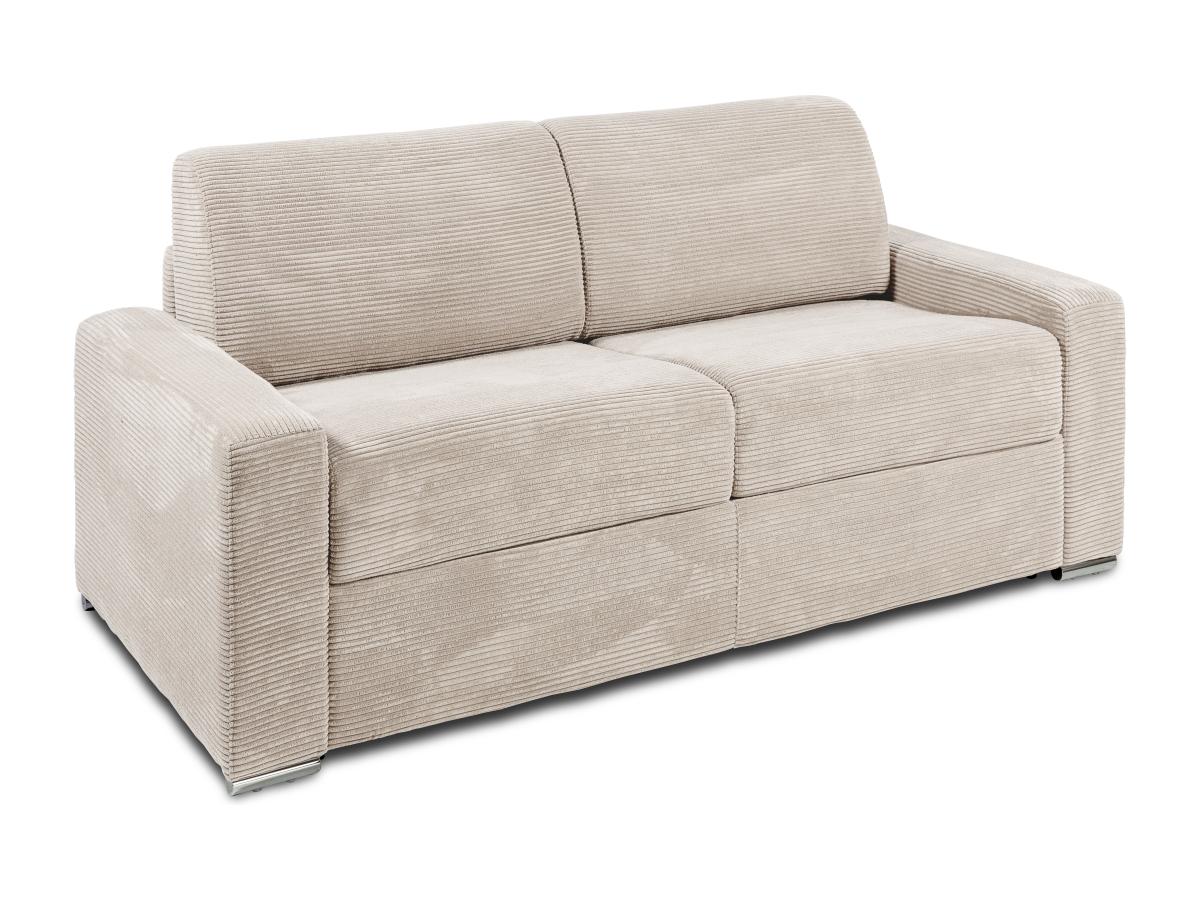 Schlafsofa mit Matratze 3-Sitzer - Cord - Beige - Liegefläche 140 cm - Matr günstig online kaufen