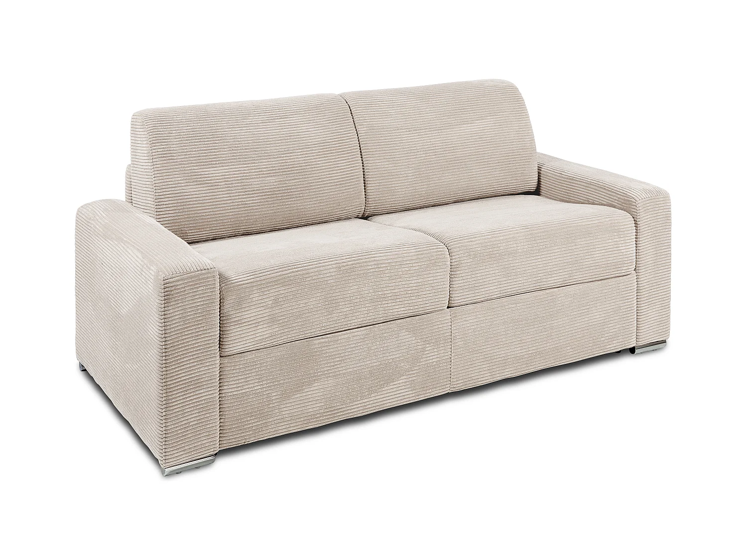 3-personers ekspressofa i beige fløjl - 140 cm soveplads - 22 cm madras med memory foam CALITO