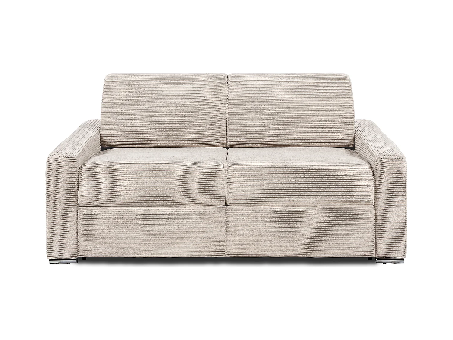 Schlafsofa mit Matratze 3-Sitzer - Cord - Beige - Liegefläche 140 cm - Matratze 22 cm mit Memory Schaum - CALITO