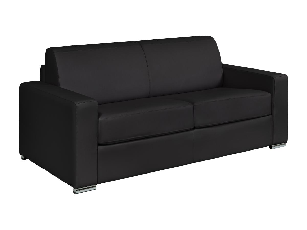 Schlafsofa mit Matratze 3-Sitzer - Büffelleder - Schwarz - Liegefläche 140 günstig online kaufen