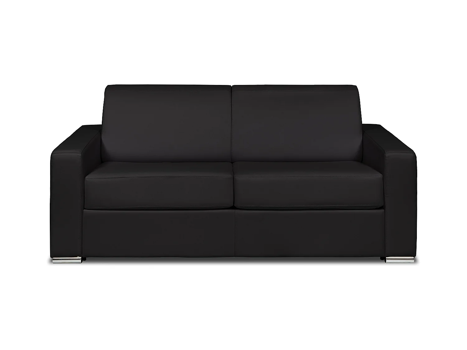Canapé 3 places convertible express en cuir de buffle noir - Couchage 140 cm - Matelas 14 cm CALITO