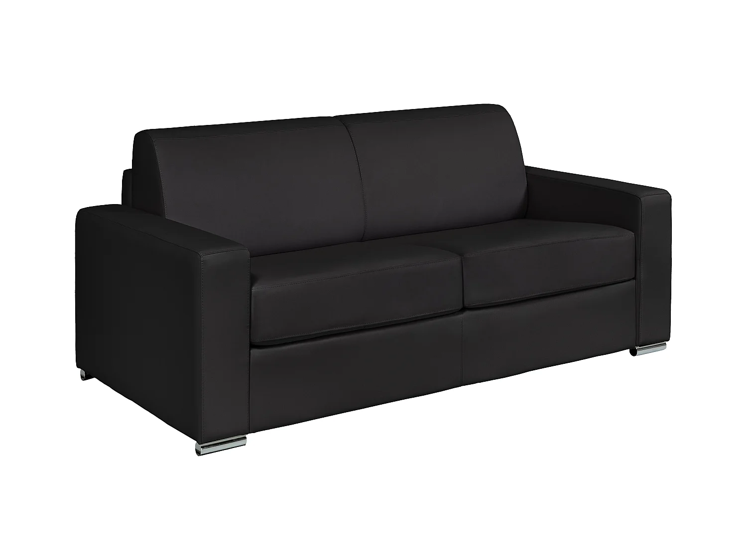 Canapé 3 places convertible express en cuir de buffle noir - Couchage 140 cm - Matelas 14 cm CALITO