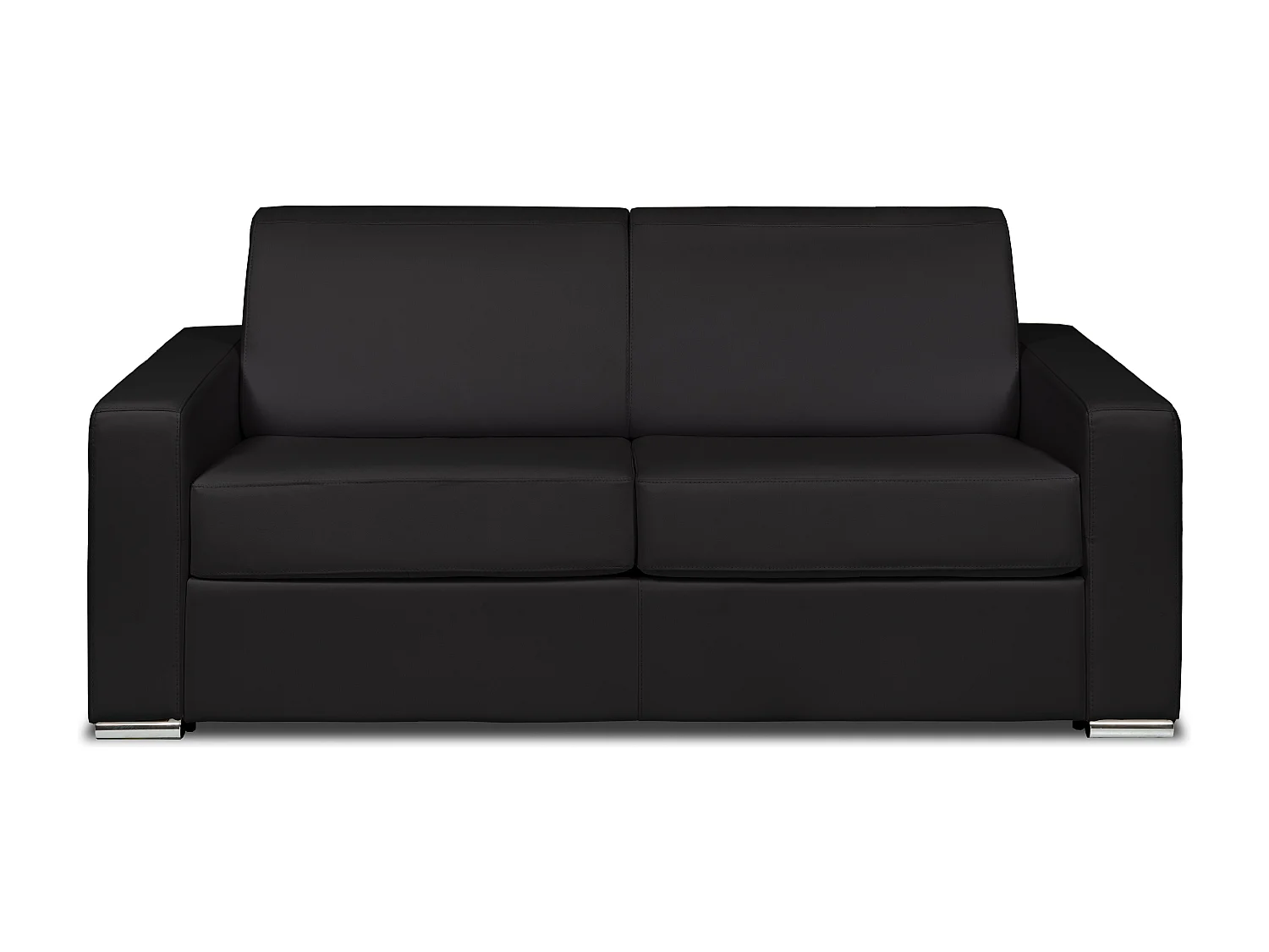 Canapé 3 places convertible express en cuir de buffle noir - Couchage 140 cm - Matelas 14 cm CALITO