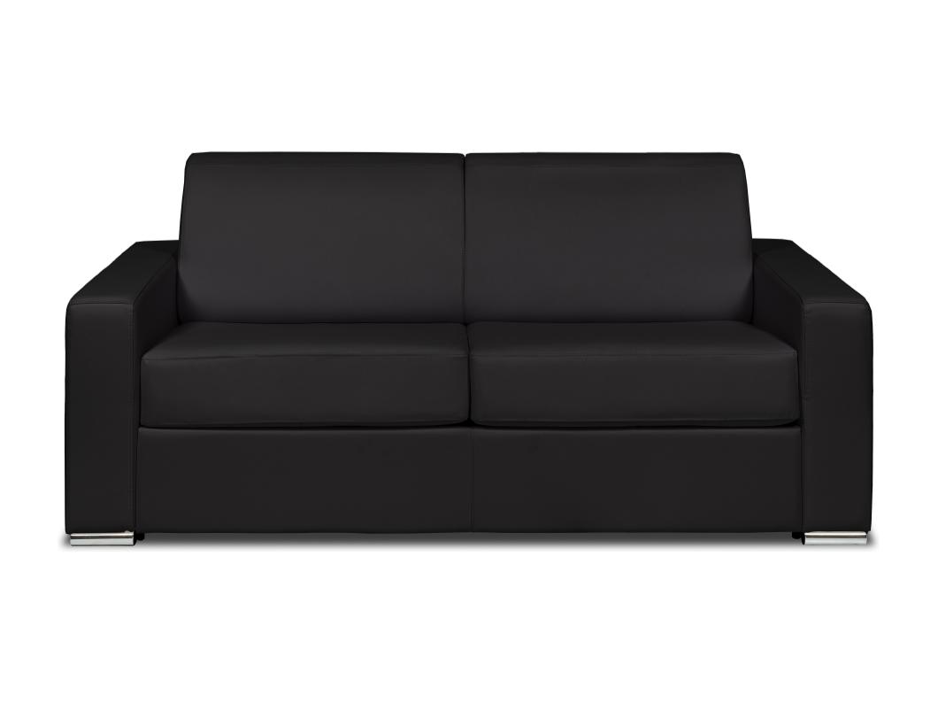 Schlafsofa mit Matratze 3-Sitzer - Büffelleder - Schwarz - Liegefläche 140 cm - Matratze 14 cm - CALITO