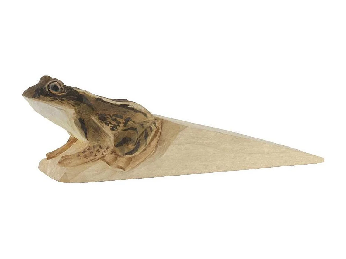 Cale-porte en bois sculpté à la main Animal Grenouille des champs