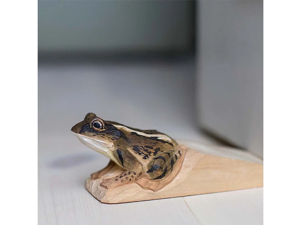 Cale-porte en bois sculpté à la main Animal Grenouille des champs