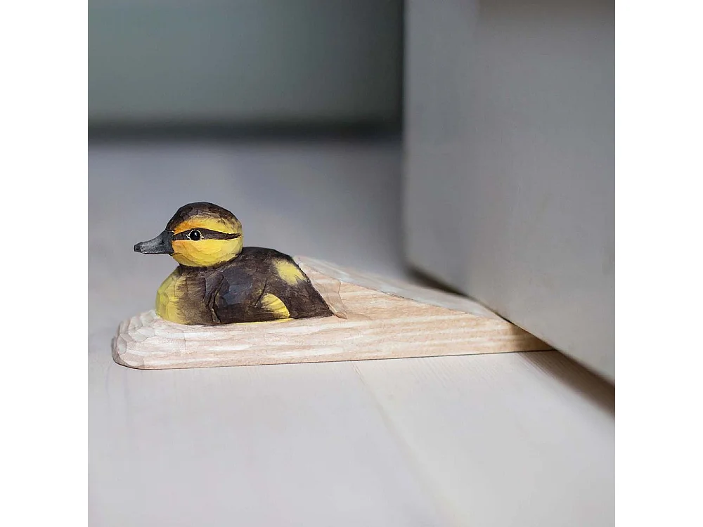 Cale-porte en bois sculpté à la main Animal Caneton