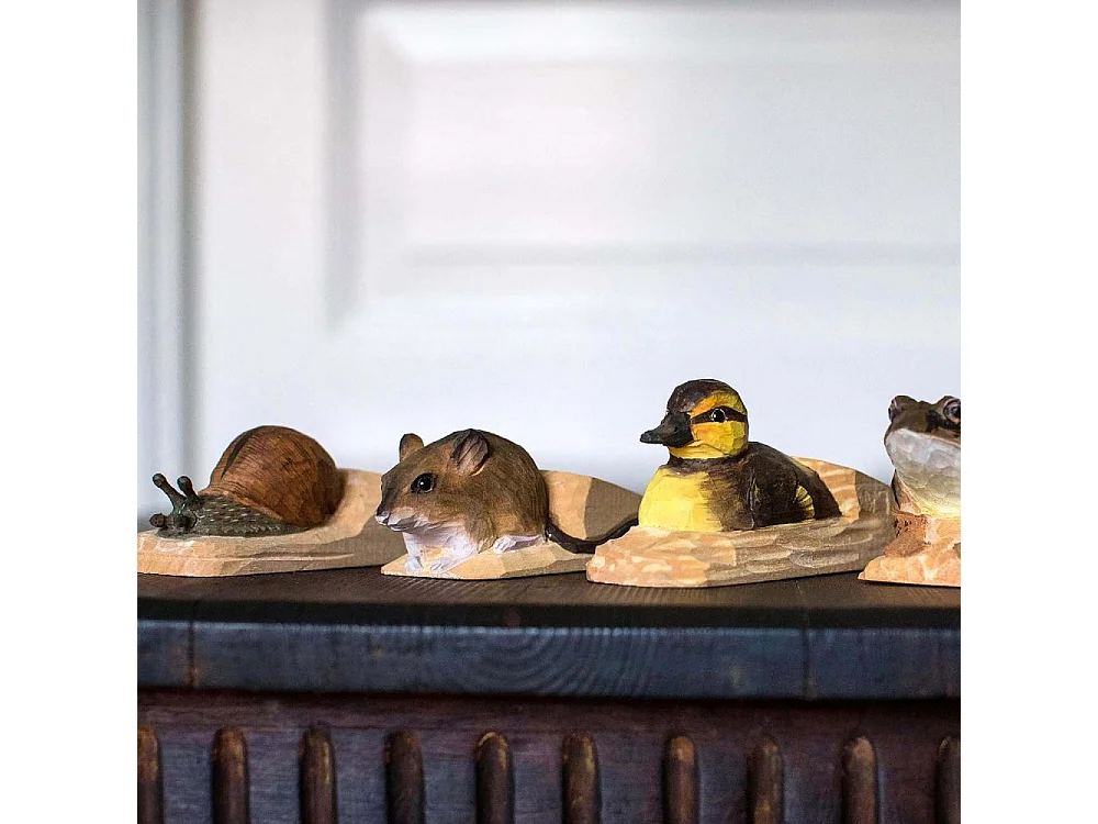 Cale-porte en bois sculpté à la main Animal Caneton