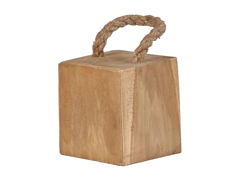 Cale porte carré 13.5 cm en bois de teck anse en corde de jute - DELTA