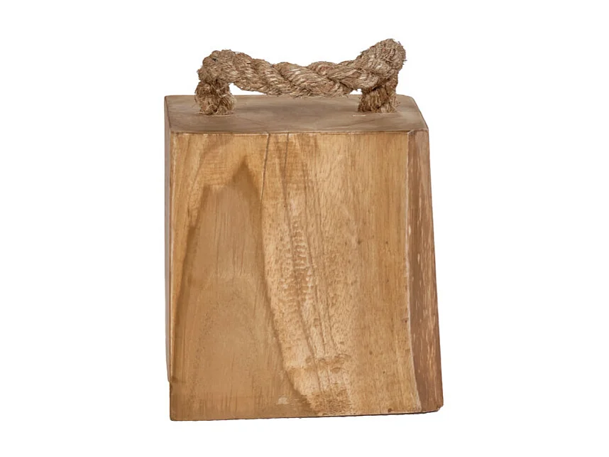 Cale porte carré 13.5 cm en bois de teck anse en corde de jute - DELTA