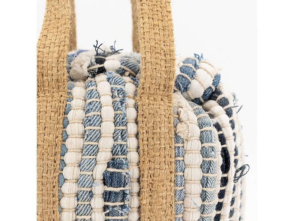 Cale porte en jute indie Bleu