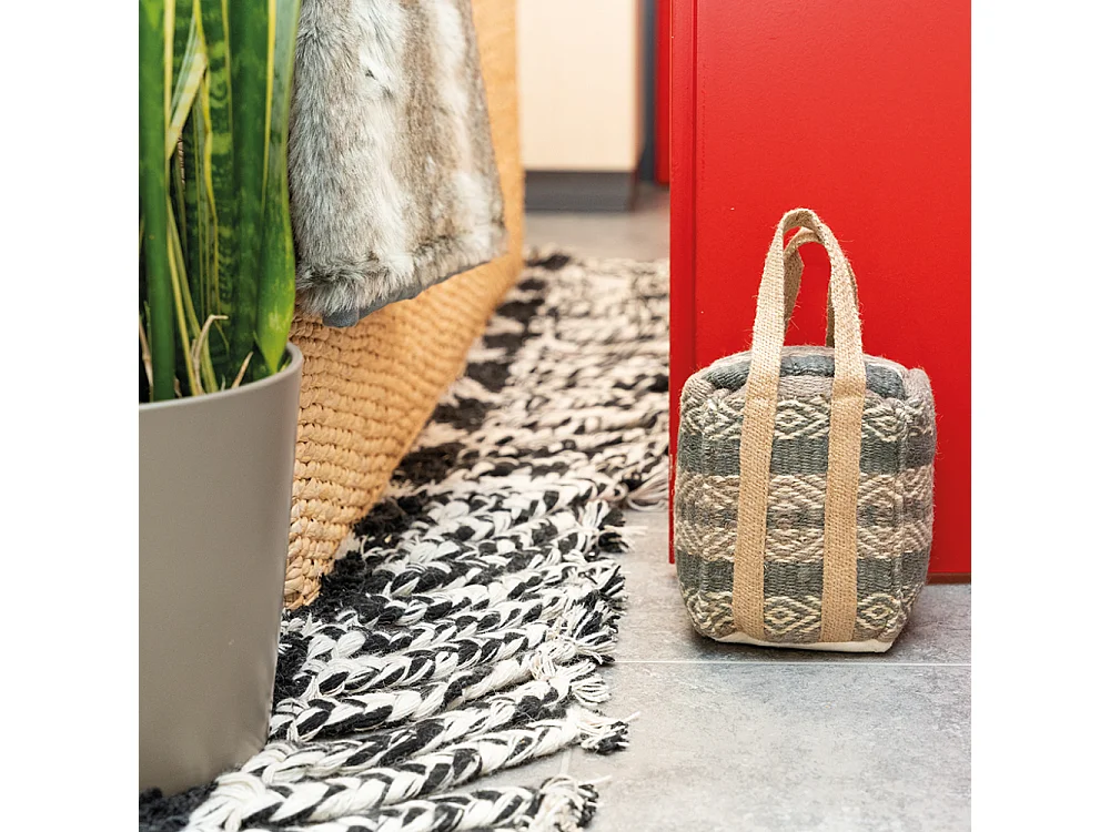 Cale-porte en coton et jute gris Gris