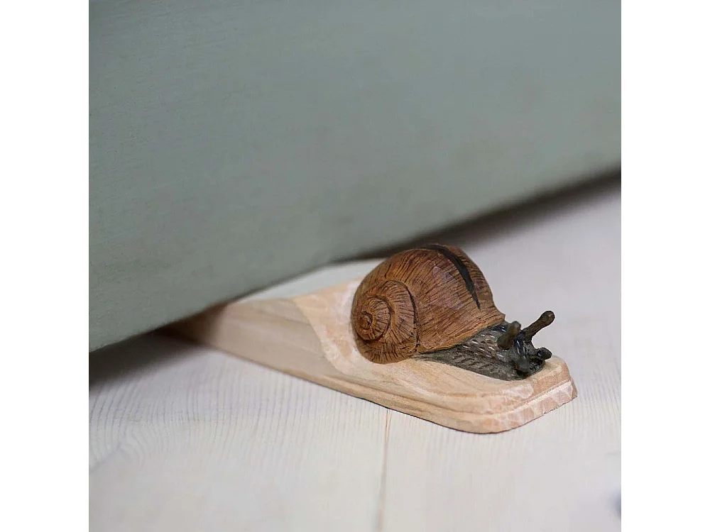 Cale-porte en bois sculpté à la main Animal Escargot de Bourgogne