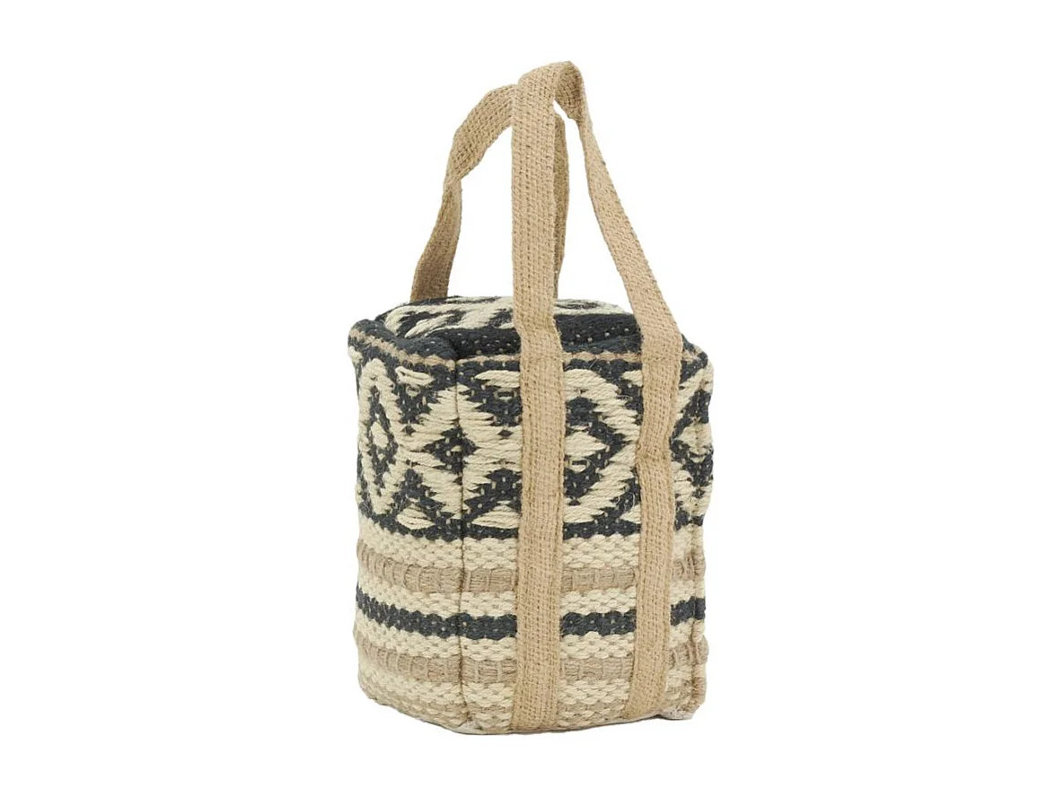 Cale-porte en jute indie Noir et naturel