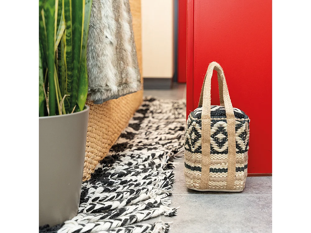 Cale-porte en jute indie Noir et naturel