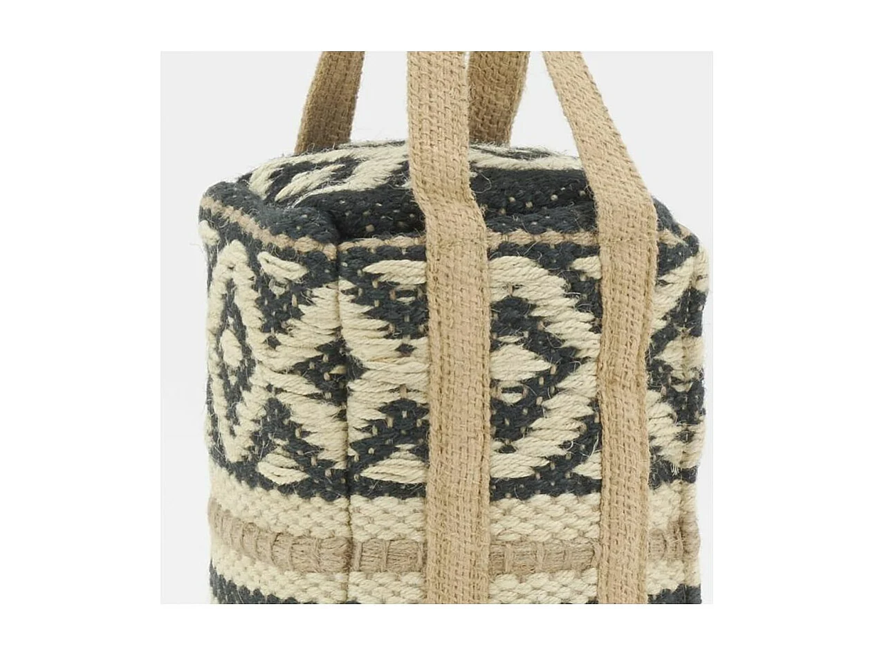 Cale-porte en jute indie Noir et naturel