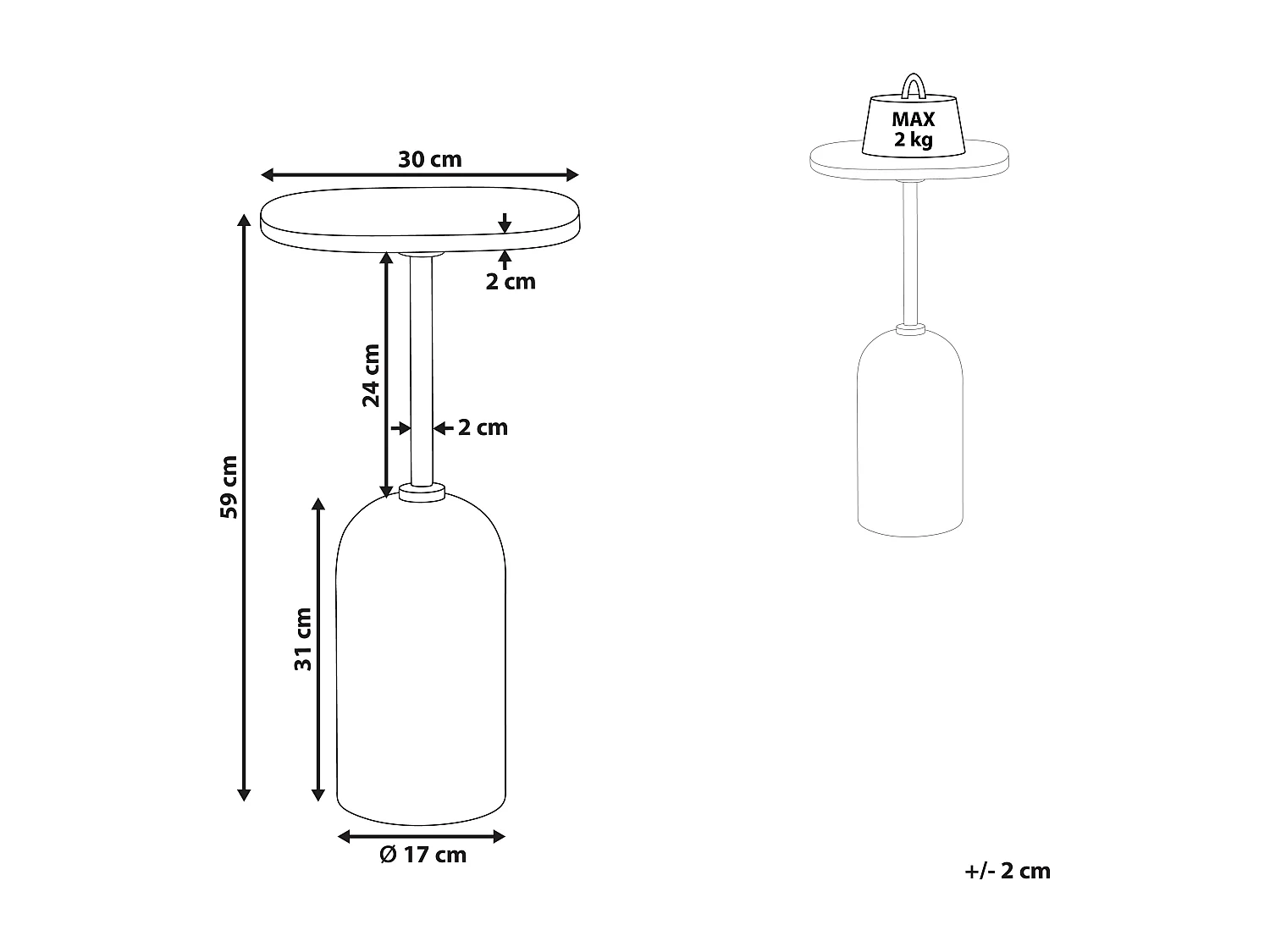 Table d'appoint OASIS Métal Blanc