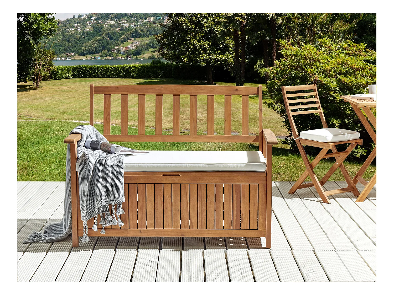 Cuscino per sedile a panca SOVANA 108 x 45 cm Bianco sporco