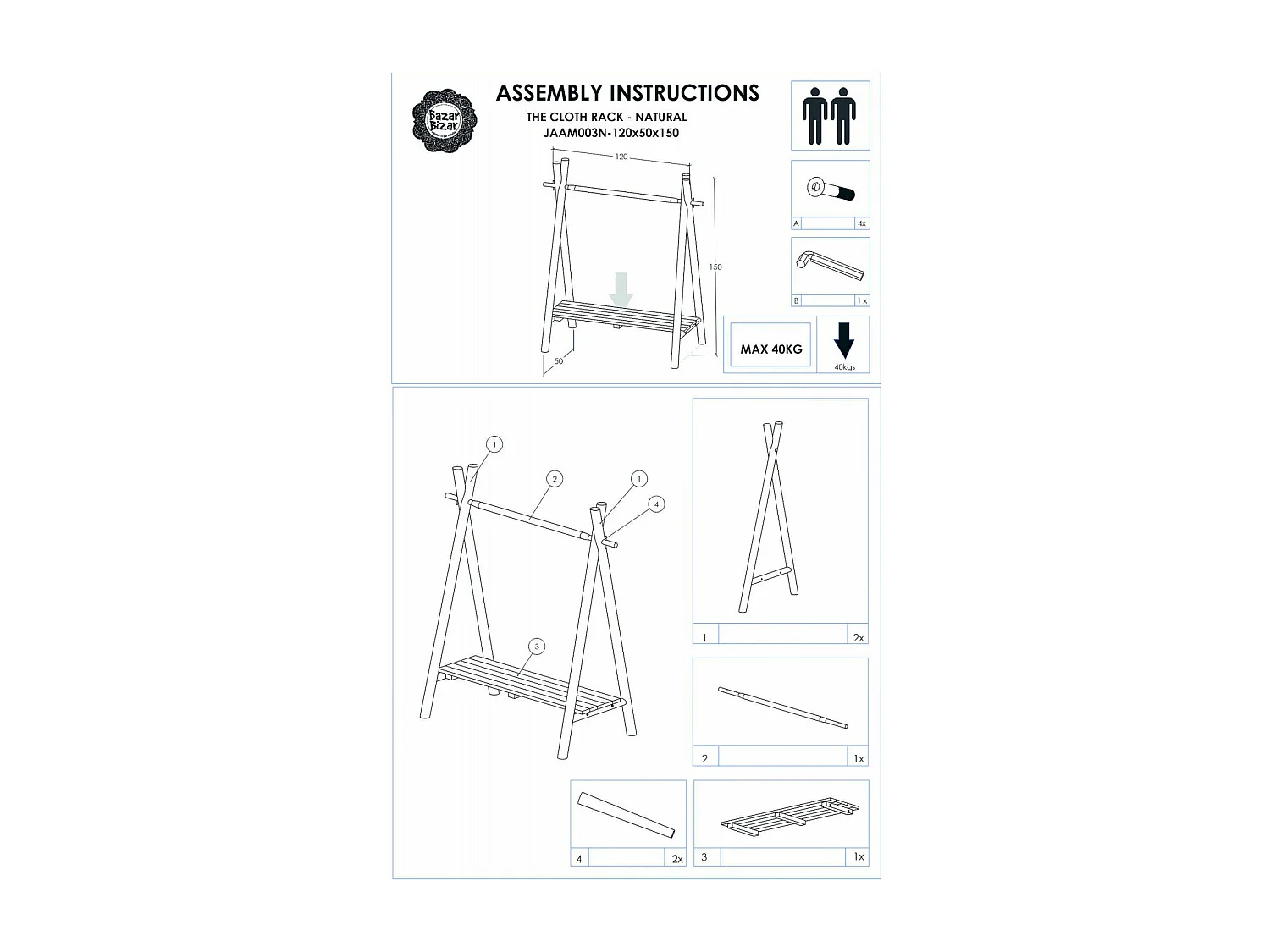 Portant vêtements épuré en bois Bazar Bizar