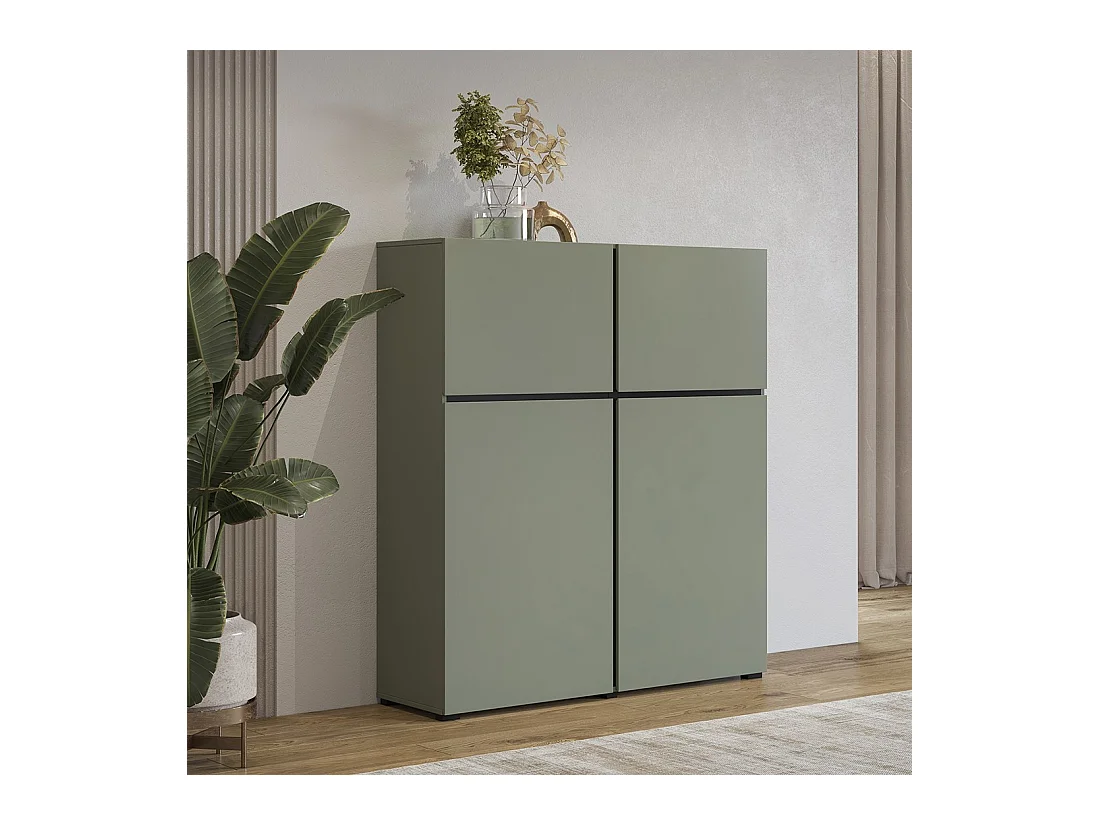 Buffet haut coloris vert sauge L120xH140xP40 collection HAVANA. Bahut  haut design avec 4 portes.