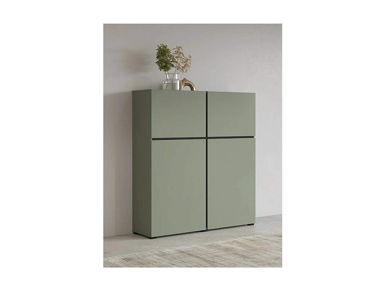 Buffet haut coloris vert sauge L120xH140xP40 collection HAVANA. Bahut  haut design avec 4 portes.