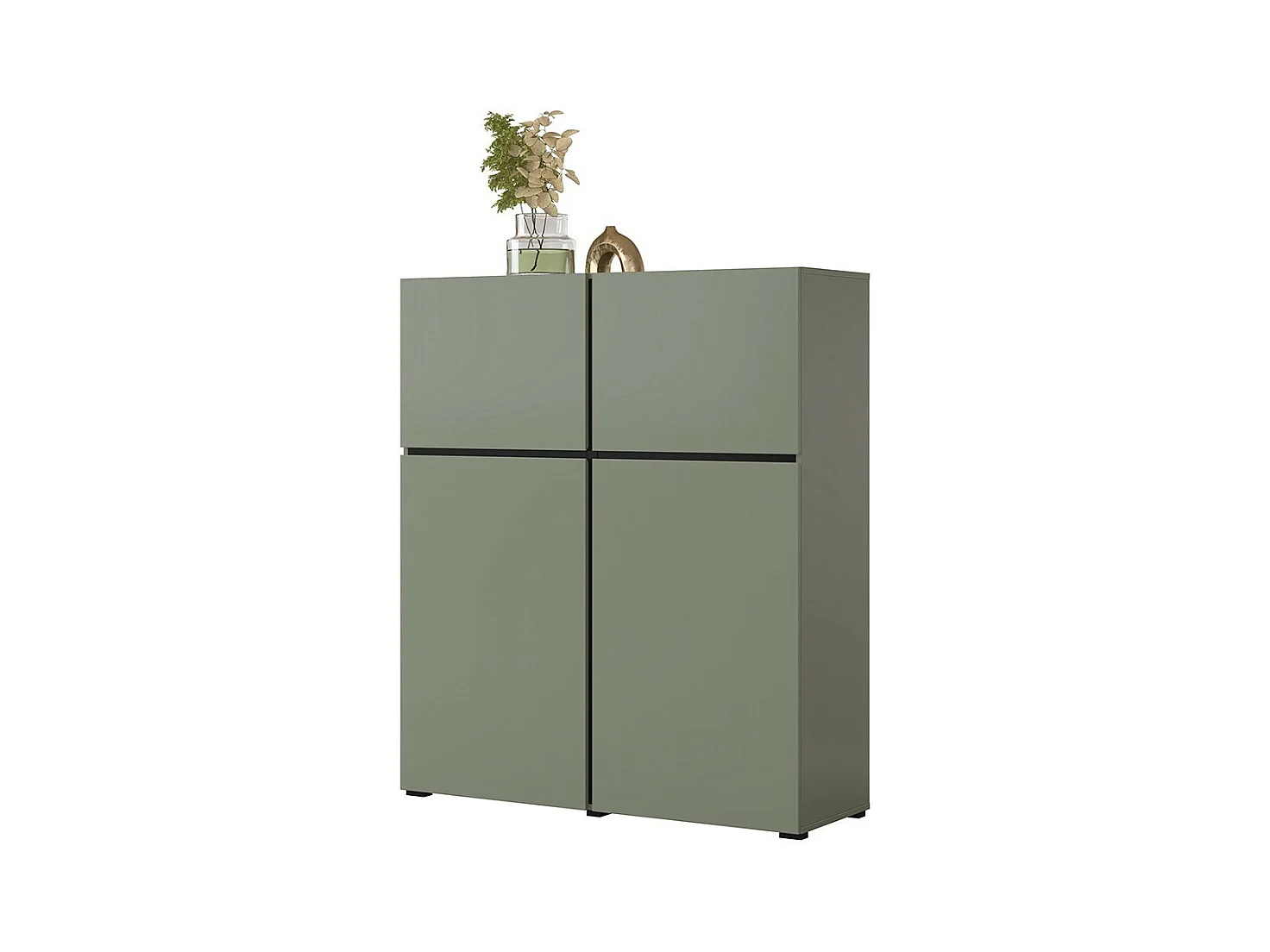 Buffet hoog in saliegroen kleur L120xH140xP40 collectie HAVANA. Hoge design buffetkast met 4 deuren.