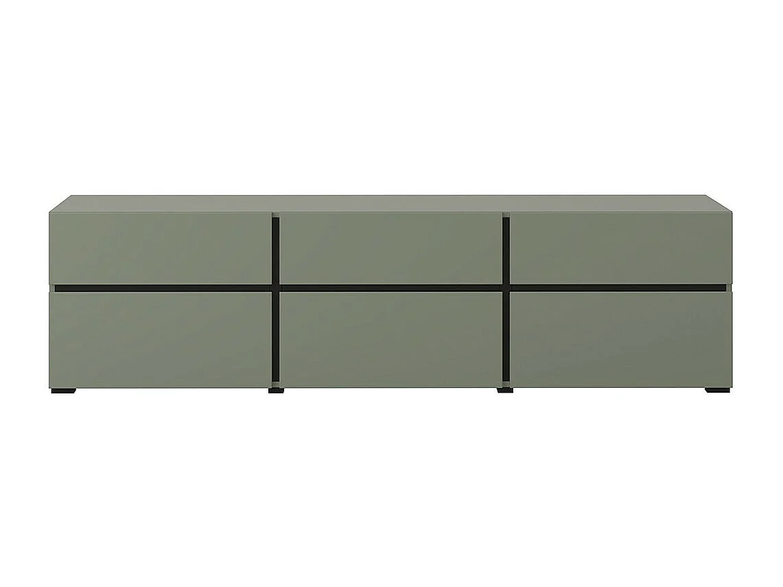 Mobile TV colore salvia verde 180cm collezione HAVANA. Mobile design con 3 porte e 3 cassetti.