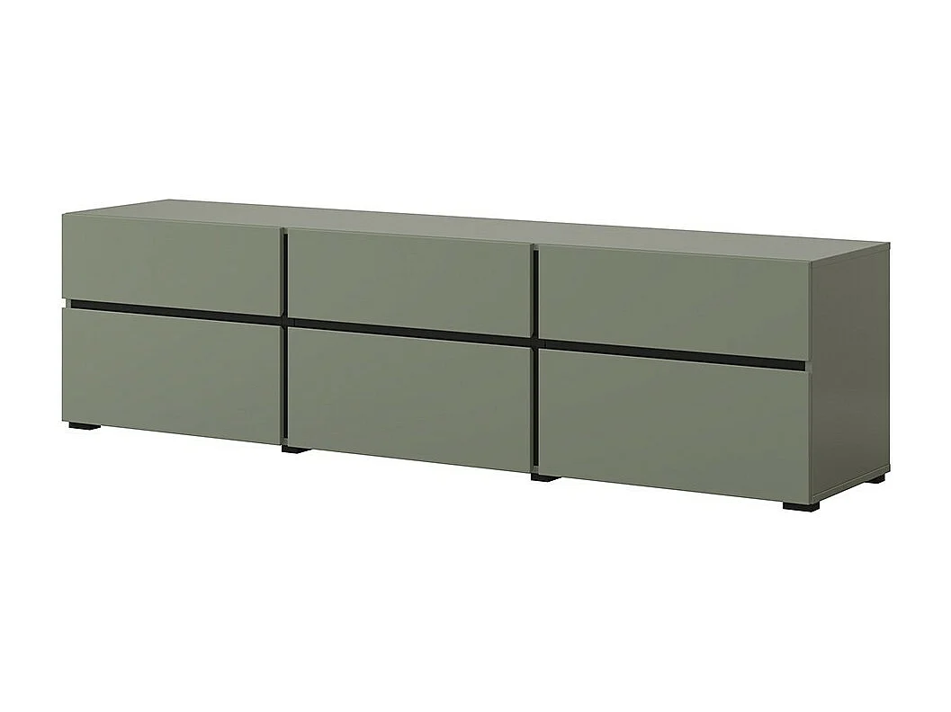 Mobile TV colore salvia verde 180cm collezione HAVANA. Mobile design con 3 porte e 3 cassetti.