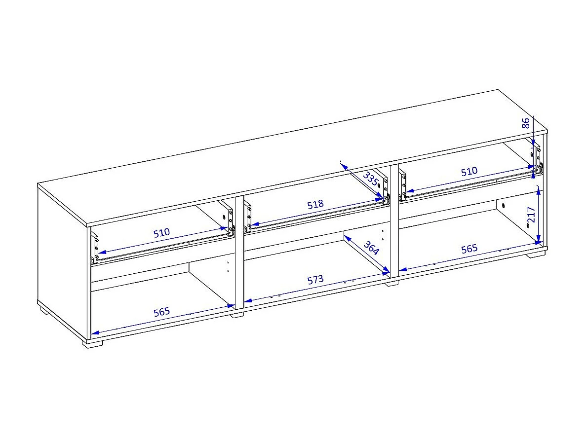 Meuble TV coloris vert sauge 180cm collection HAVANA. Meuble design avec 3 portes et 3 tiroirs.