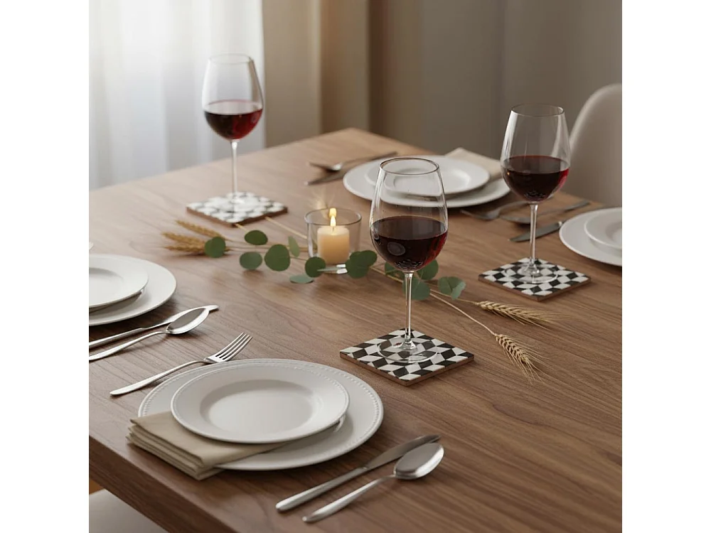 Set de 4 dessous de verre avec support