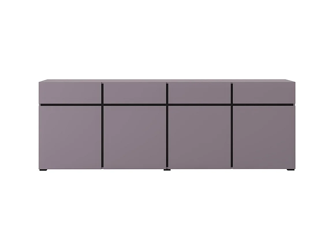 Buffet XL colore pastello viola 225cm collezione HAVANA. Credenza di design con 4 porte e 4 cassetti.