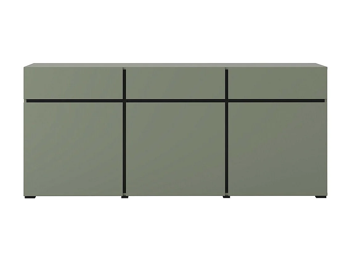 Buffet coloris vert sauge 180cm collection HAVANA. Bahut  design avec 3 portes et 3 tiroirs.