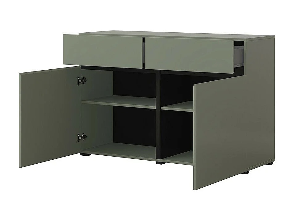 Buffet kleur saliegroen 120cm collectie HAVANA. Design dressoir met 2 deuren en 2 laden.