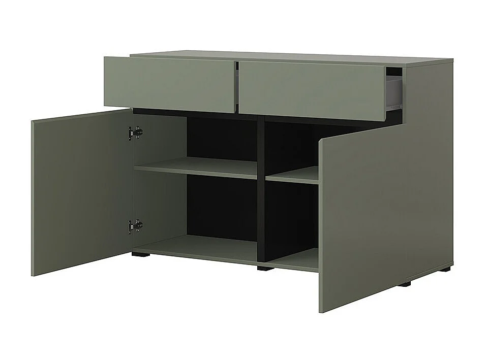 Credenza color salvia verde 120cm collezione HAVANA. Mobile design con 2 porte e 2 cassetti.