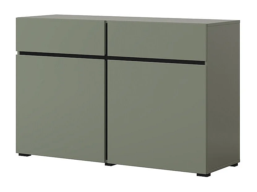 Credenza color salvia verde 120cm collezione HAVANA. Mobile design con 2 porte e 2 cassetti.