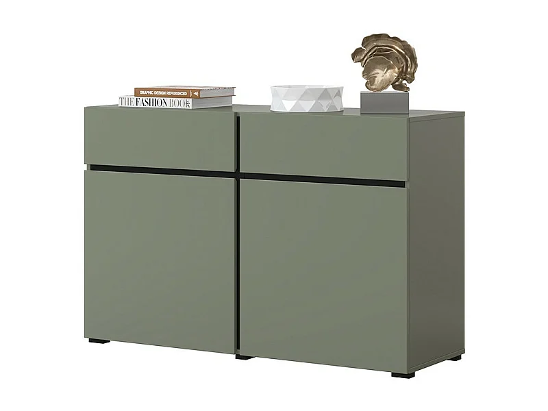 Buffet coloris vert sauge 120cm collection HAVANA. Bahut  design avec 2 portes et 2 tiroirs.