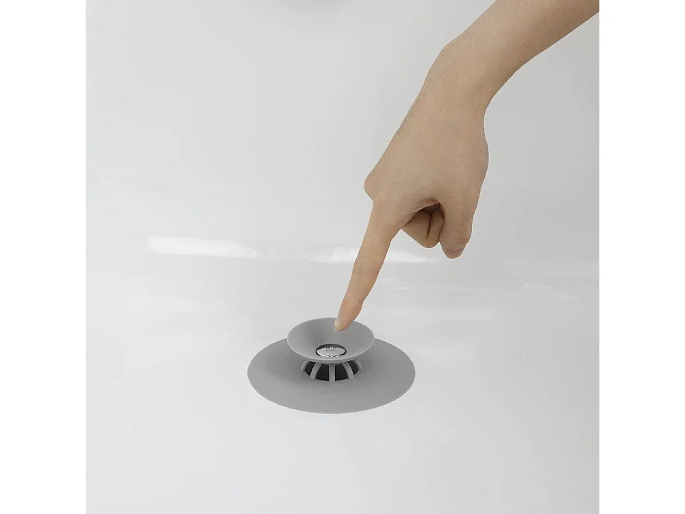 Filtre à cheveux et  bouchon de douche 2 en 1 Gris