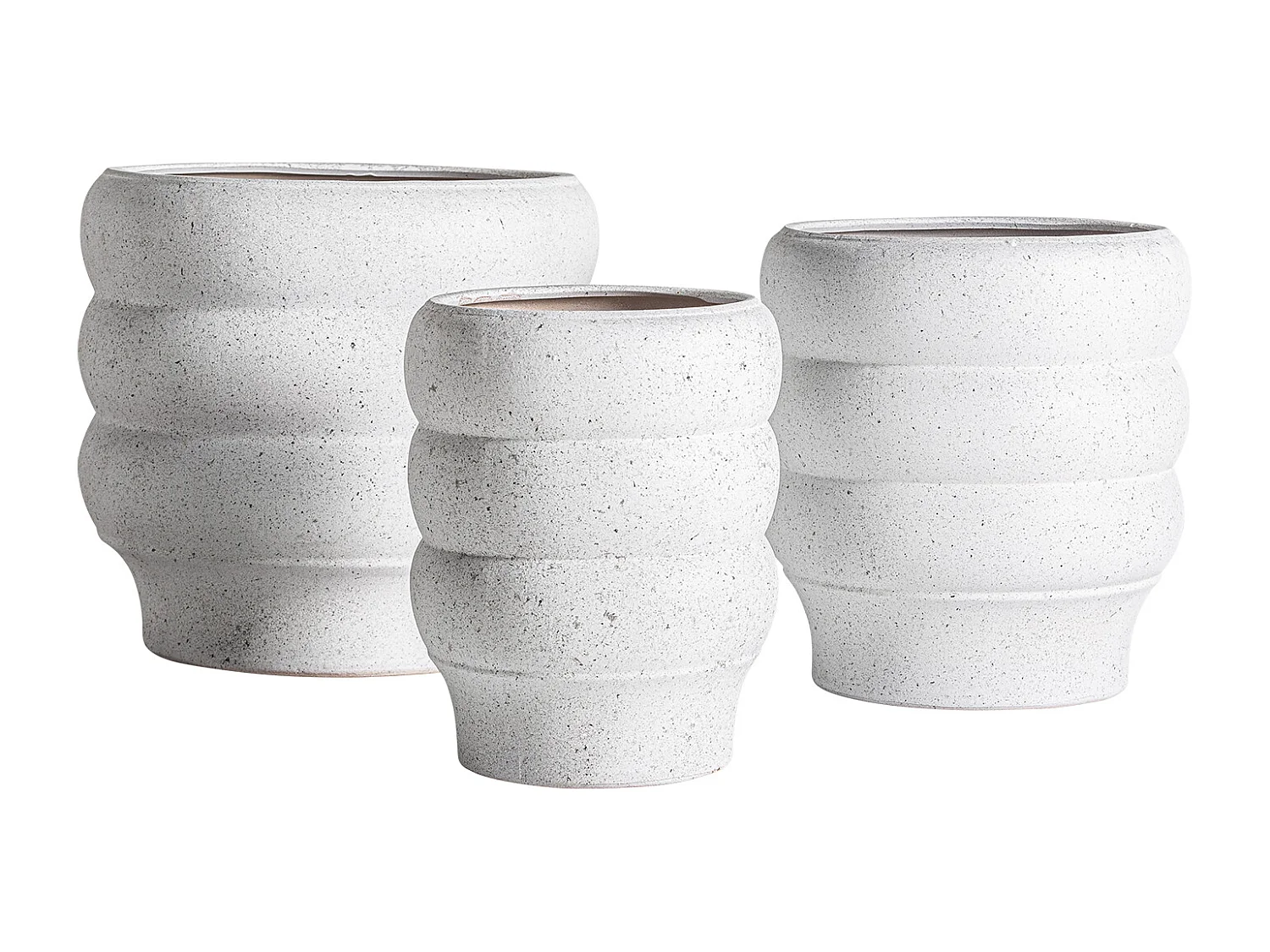 Macetero de cerámica en color blanco roto de 43x43x40cm