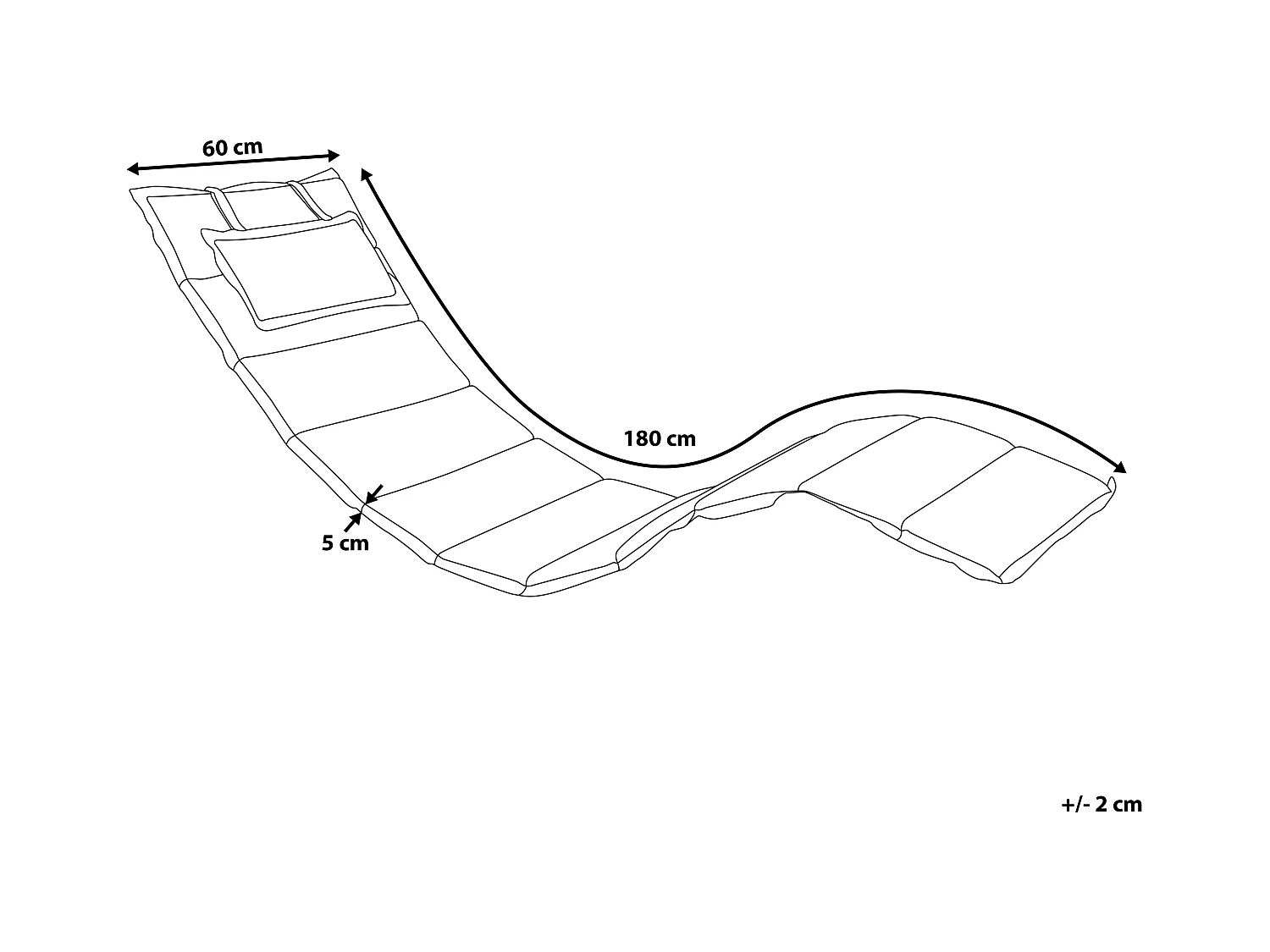 Coussin de transat extérieur BRESCIA 180 x 60 cm Blanc cassé
